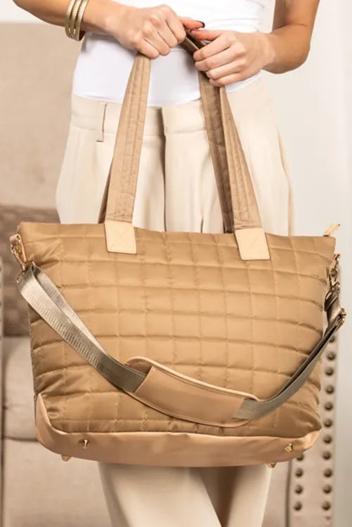 Down Handbag Quilted Zipper  Fluffy Work Tote Bag