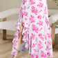 Boho Floral High Waist Ruffle Split Maxi Skirt