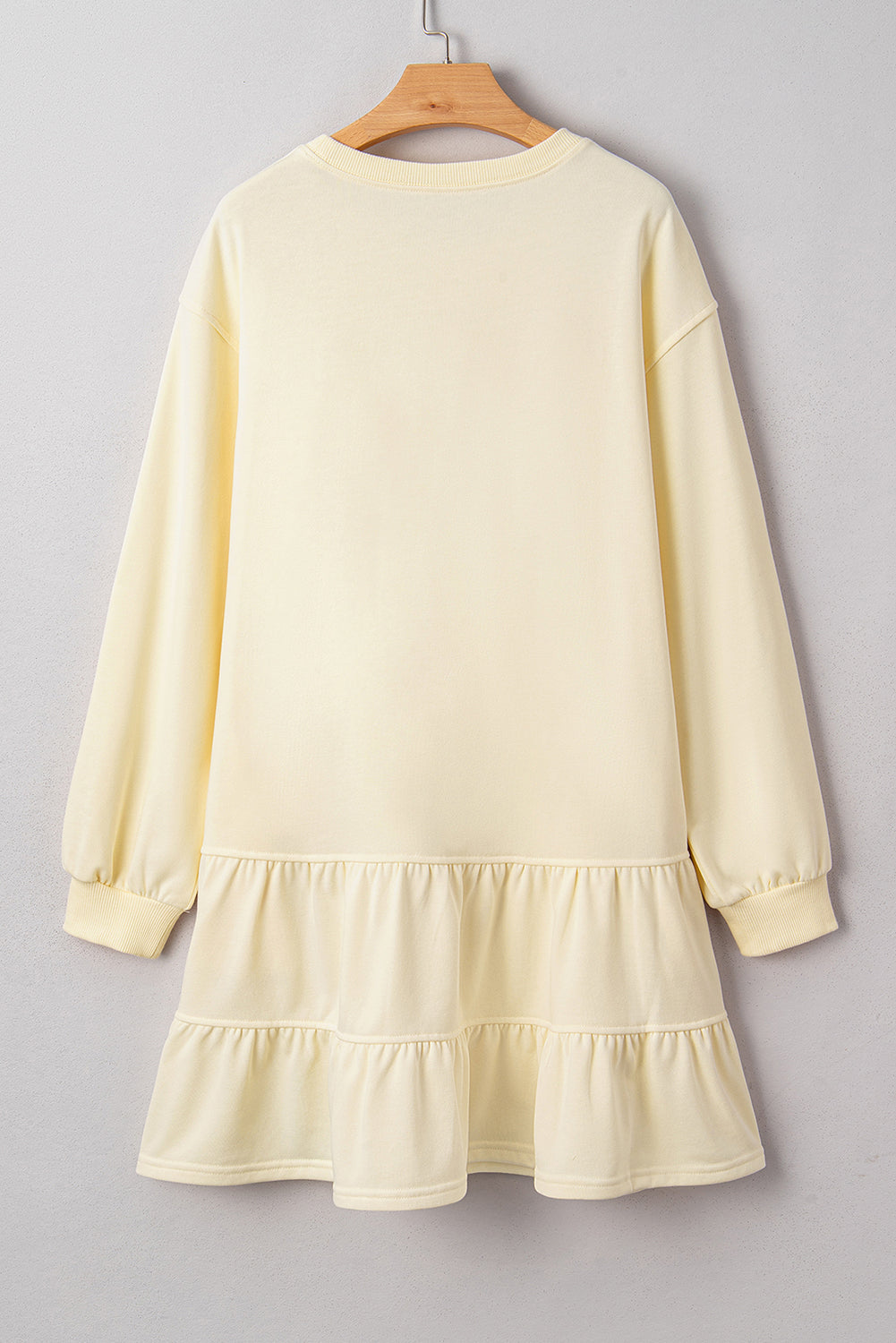 Double Tiered Ruffle Hem Long Sleeve Loose Mini Dress