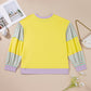 Striped Color Block Patchwork Crewneck Plus Size Pullover Sweatshirt