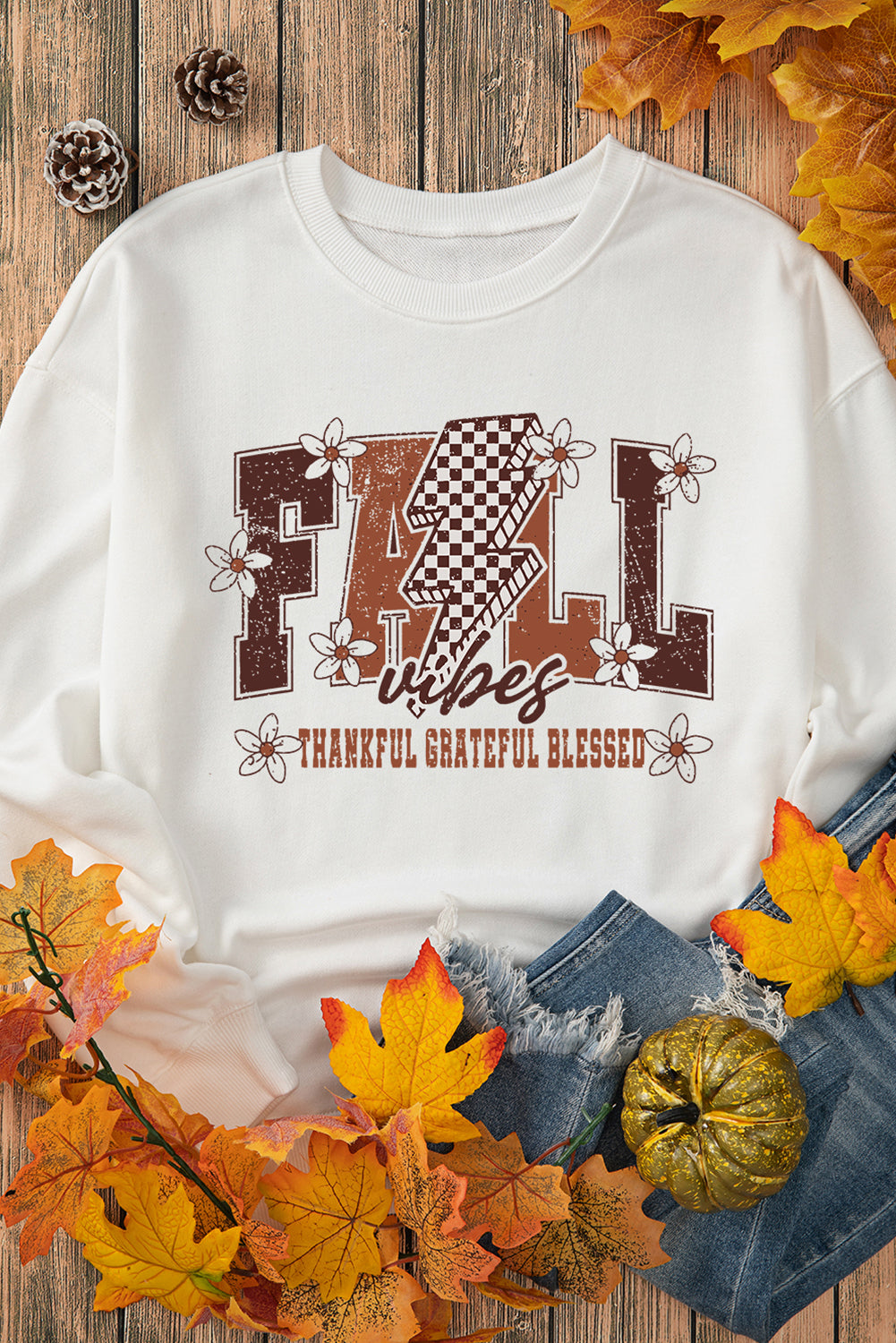 FALL THANKFUL Graphic Drop Shoulder Sweatshirt