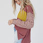 Colorblock Striped Bishop Sleeve Top