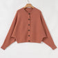 Wide Rib Knit Button Front Dolman Sleeve Sweater Cardigan