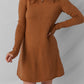 Ribbed Detail Solid Color Mini Sweater Dress