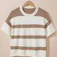 Stripe Dropped Short Sleeve Lightweight Knitted Top