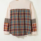 Parchment Plus Size Waffle Colorblock Striped Plaid Patchwork Half Button Pullover