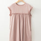 Frilled Trim Crew Neck Loose Fit Mini Dress
