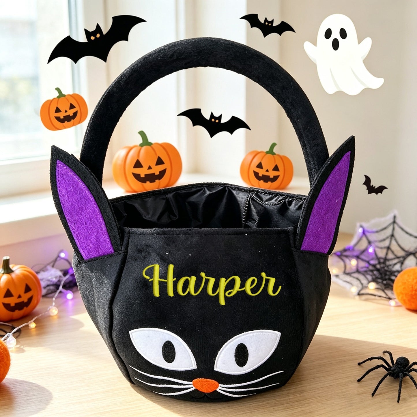 Custom Personalized Plush Pumpkin Trick-or-Treat Basket