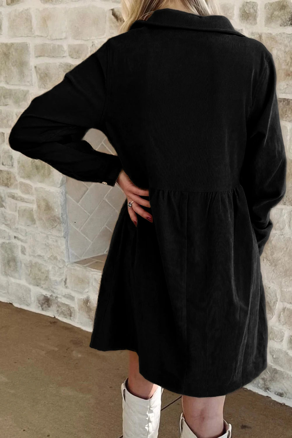 Collared Long Sleeve Mini Dress