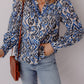 Bohemian Print Embroidered V Neckline Detail Long Sleeve Shirt