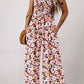 Floral Print Smocked High Waist Square Neck Jumpsuit