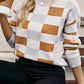 Checkered Ribbed Edge Sweater