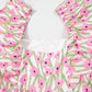 Floral Print Square Neck Ruffled Strap Maxi Dress