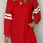 Varsity Contrast Banded Sleeve Shift Sweatshirt Dress