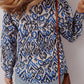 Bohemian Print Embroidered V Neckline Detail Long Sleeve Shirt