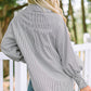 Smocked Cuffed Striped Shirt with Pocket