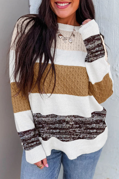 Knit Striped Color Block Loose Sweater