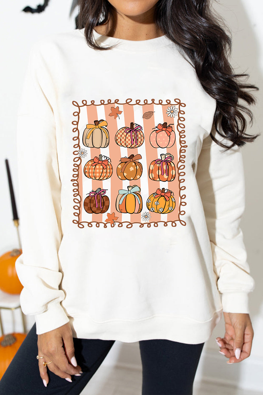 Fall Bow Pumpkin PNG Sublimation Graphic Sweatshirt