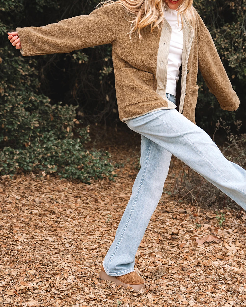 Corduroy Edge Patchwork Jacket with Big Pockets