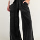 Mineral Wash Exposed Seam Drawstring High Waist Wide Leg Cargo Pants