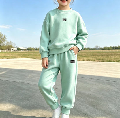 Kids Casual Tracksuit Set Long Sleeve Crewneck Sweatshirt and Jogger