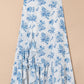 Boho Floral High Waist Ruffle Split Maxi Skirt