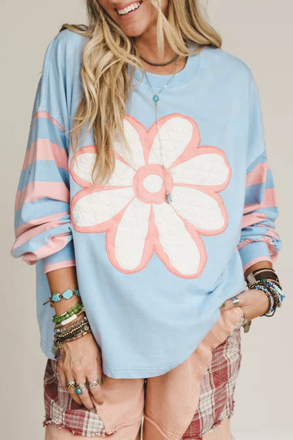 Drop Shoulder Striped Long Sleeve Top