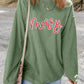 Sequined merry Letter Graphic Twisted Ribbed Baggy Sweatshirt
