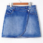Wrapped Crossed Waist Denim Mini Skirt