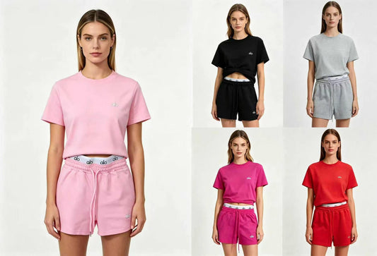 Alo-Short Pants and Short Sleeve Top Set(WYS722)