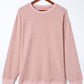 Solid Ribbed Knit Round Neck Pullover Sweatshirt