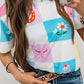 Western Fashion Checker Print Crewneck T Shirt