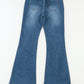 High Waist Seam Stitching Pocket Flare Jeans