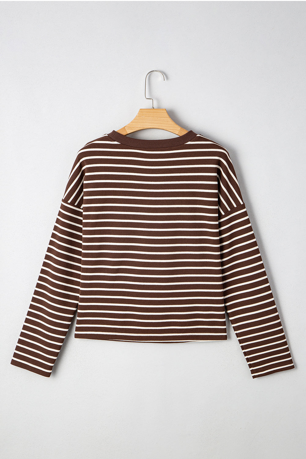 Ribbed Cropped Crew Neck Long Sleeve T Shirt