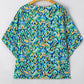 Abstract Print V Neck Half Sleeve Loose Fit Tunic Blouse