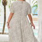 Plus Size Leopard Print Frill Trim Short Sleeve Flared Dress