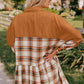 Plaid Color Block Patchwork Ruffle Hem Tunic Shirt Dress