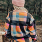 Plaid Pocketed Button Collared Sweatshirt