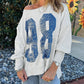 Faded Varsity Print Loose Pullover Top