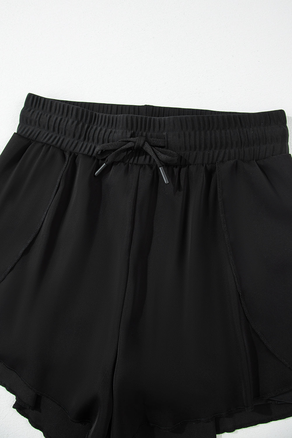High Waisted Drawstring 2-in-1 Side Pocket Color Block Bikini Shorts