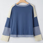 Contrast Knitted Colorblock Star Patchwork Oversize Long Sleeve Top