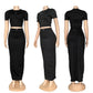 A-Short-sleeve top and maxi skirt set（Q6374）