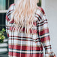 Geometric Plaid Print Pocketed Shacket