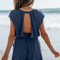 Open Back Cap Sleeve Drawstring Romper