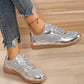 Glitter Lace Up Sequin Round Toe Flat Shoes