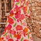 Floral Print Smocked Detail V Neck Puff Sleeve Flowy Maxi Dress