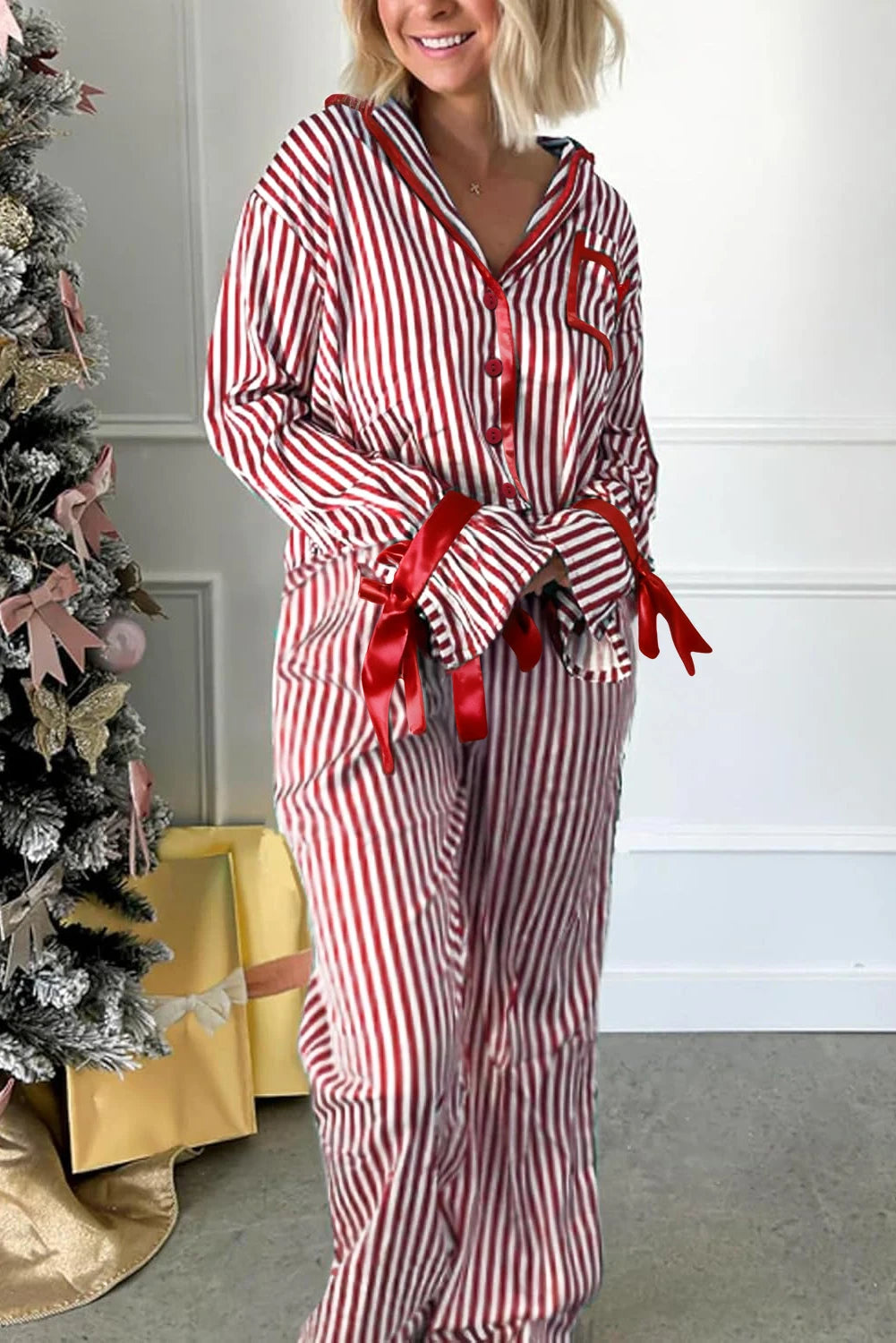 Bow Knot Waist 2pcs Pajama Set