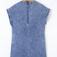 Tie V Neck Tucking Detail Short Sleeve Denim Shift Dress