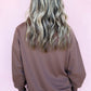 Contrast Terry Bow Pattern Drop Shoulder Sweatshirt
