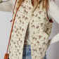 Floral Print Zip Up Quilted Vest